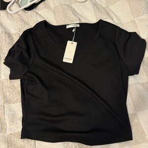 Black Ribbed Women's Top
